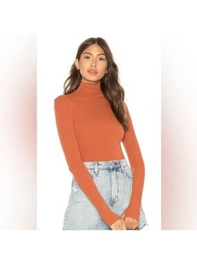 Free People Intimately That Classic Girl Turtleneck Ribbed Bodysuit - Terrecotta